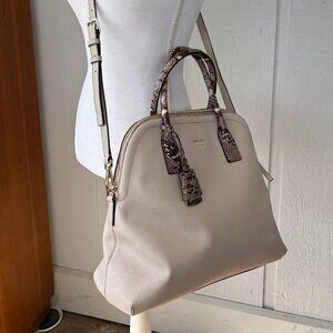 Kate Spade Cameron Street Luxe Mega Margot Leather Satchel, Cream